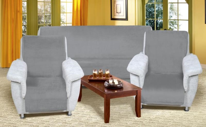 Souprava Korall micro 3+1+1 šedá 1 x 150x200 cm + 2 x 65x150 cm