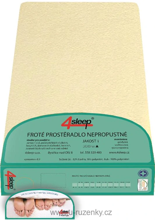 Nepropustné froté prostěradlo s gumičkou 60/120 - Banánová
