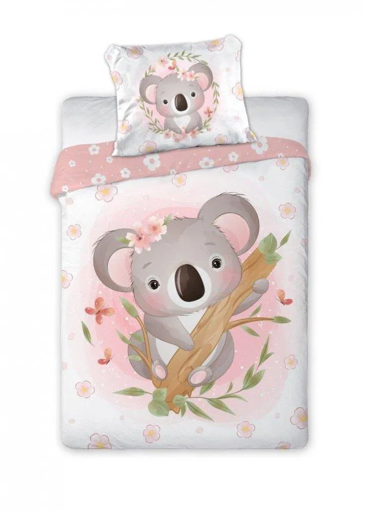 Bavlněné povlečení - Koala na stromě růžová