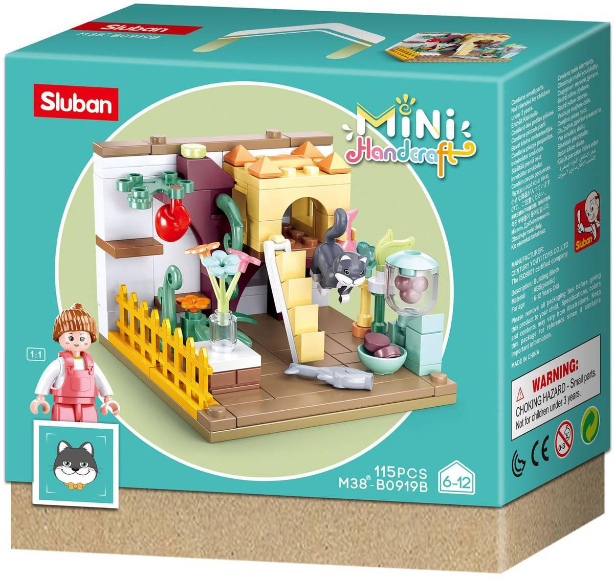SLUBAN Mini Handcraft Domeček pro kočičku 115 dílků + 1 figurka