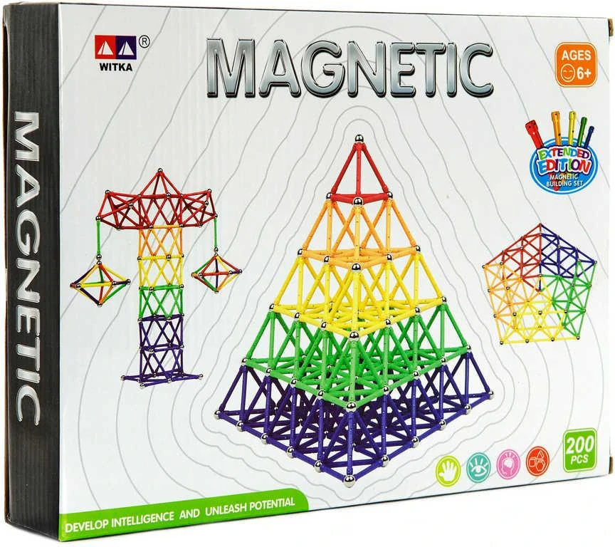 Stavebnice magnetická 200 dílků skládačka plast/kov