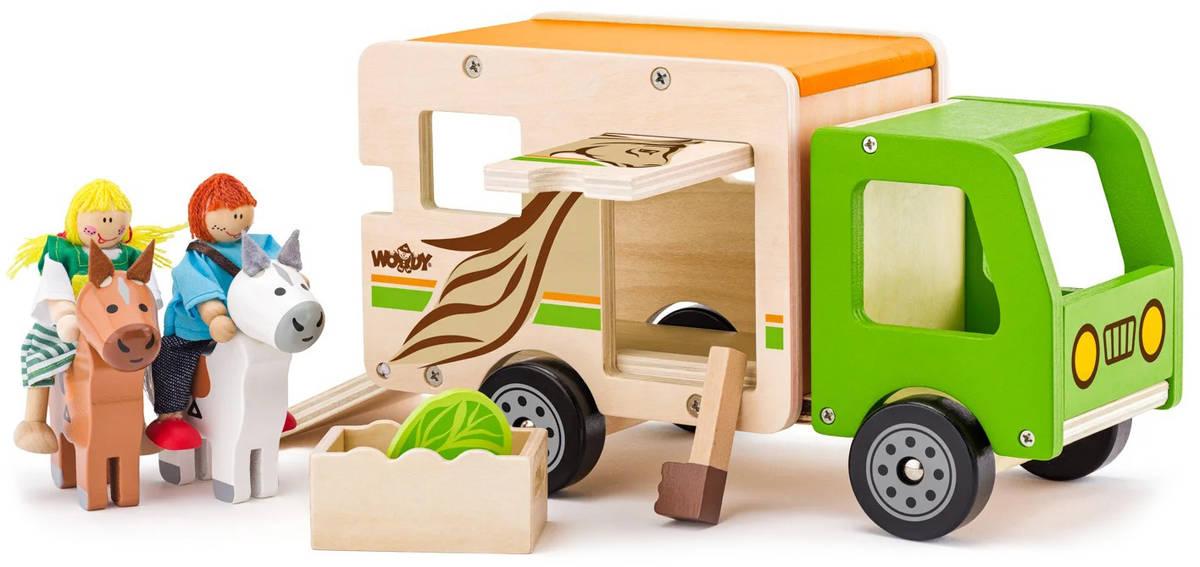Auto přeprava koní funkční set se 2 koníky a figurkami