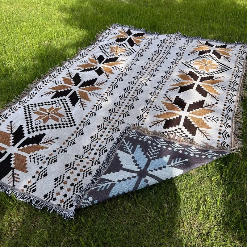 Deka oboustranná Boho s třásněmi 130x180cm 1 hnědá