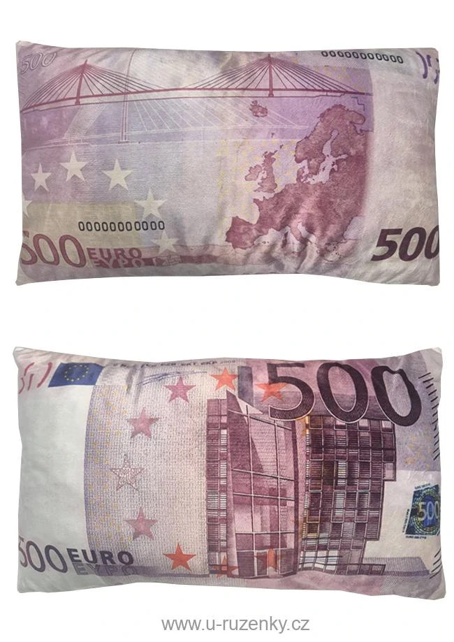 Dekorační polštář bankovka 500 Eur 30x50cm
