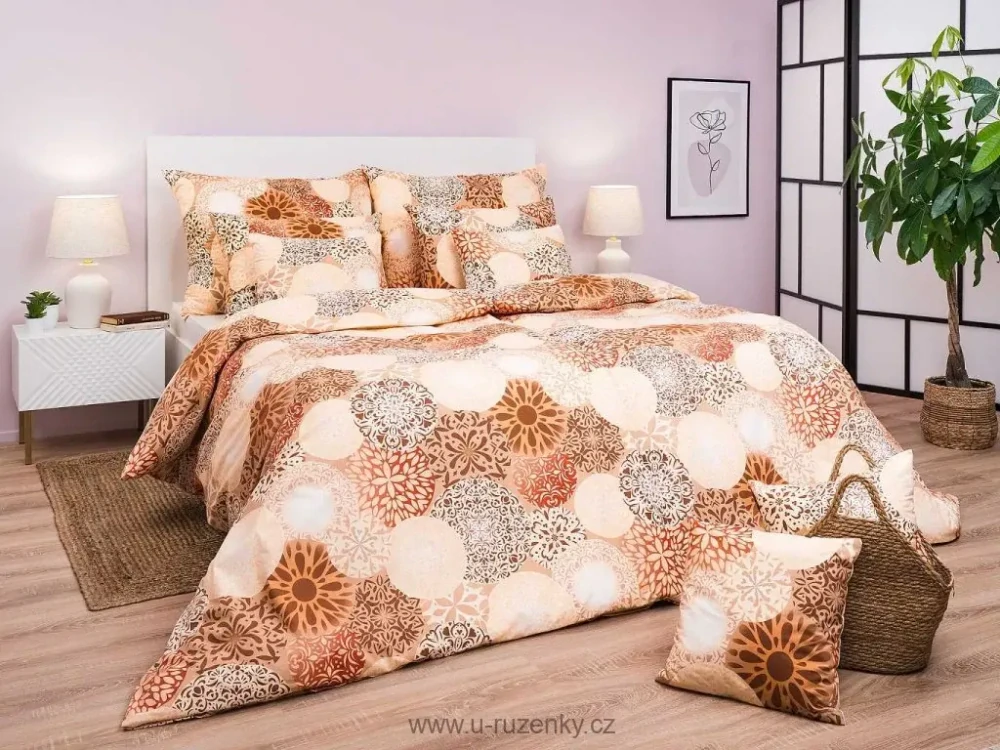 Krepové povlečení Mandala béžové