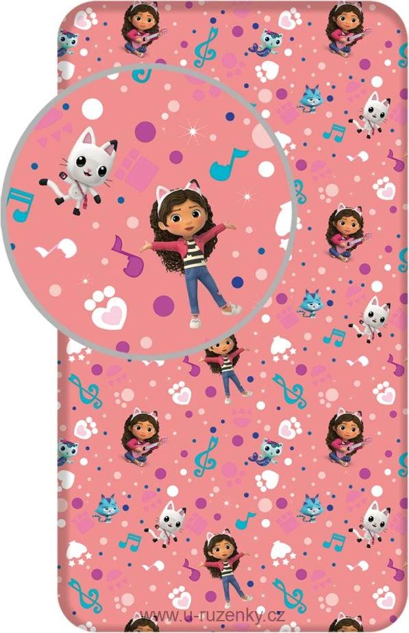 Prostěradlo Gabbys Dollhouse 90x200x25 cm