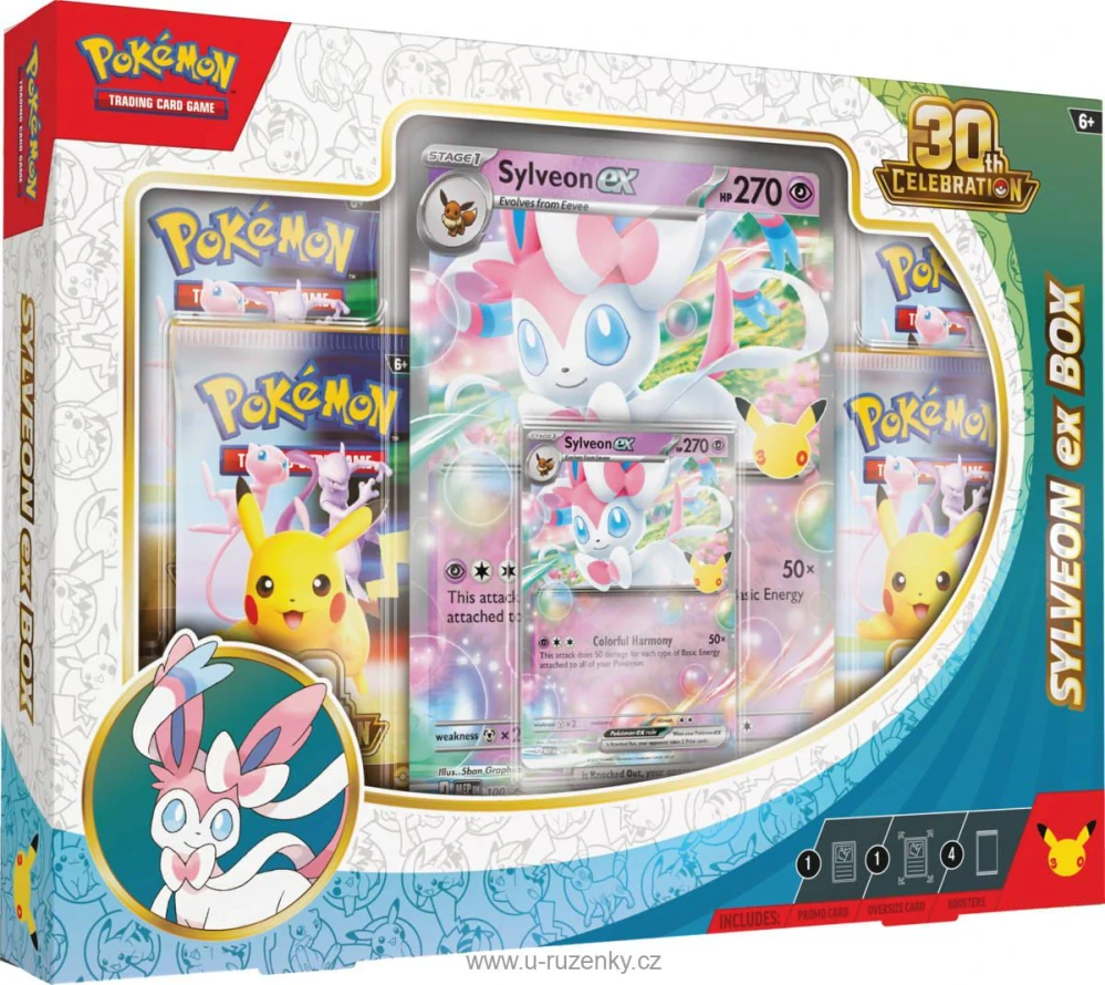 Pokémon TCG: 30th Celebration Sylveon Ex Box set 4x booster s doplňky