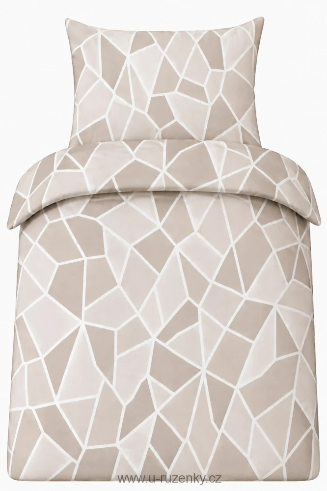 Flanelové povlečení 140x220 +70x90cm - Geometrie béžová