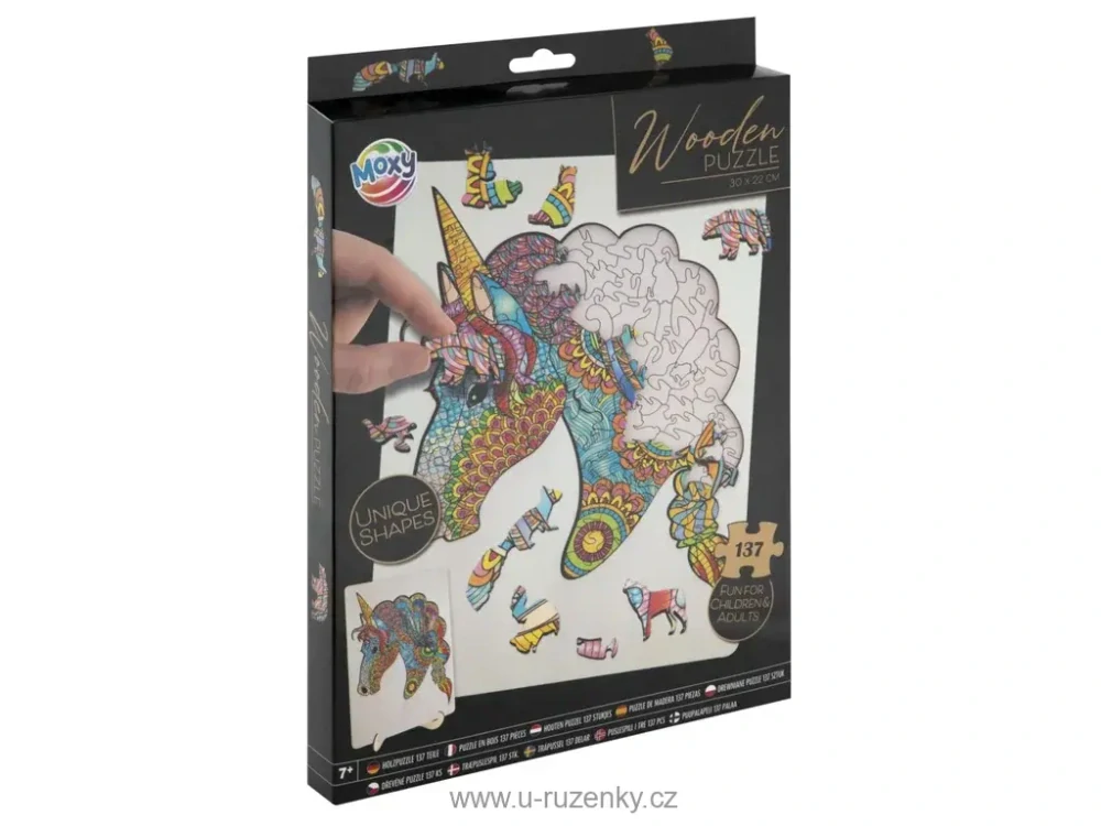 Dřevěné puzzle 137 dílků- Jednorožec