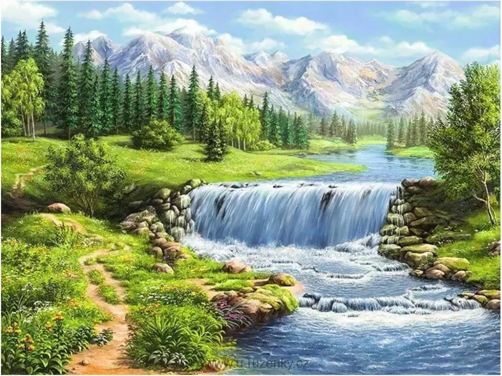 Diamantový obrázek 30x40cm - Horská řeka