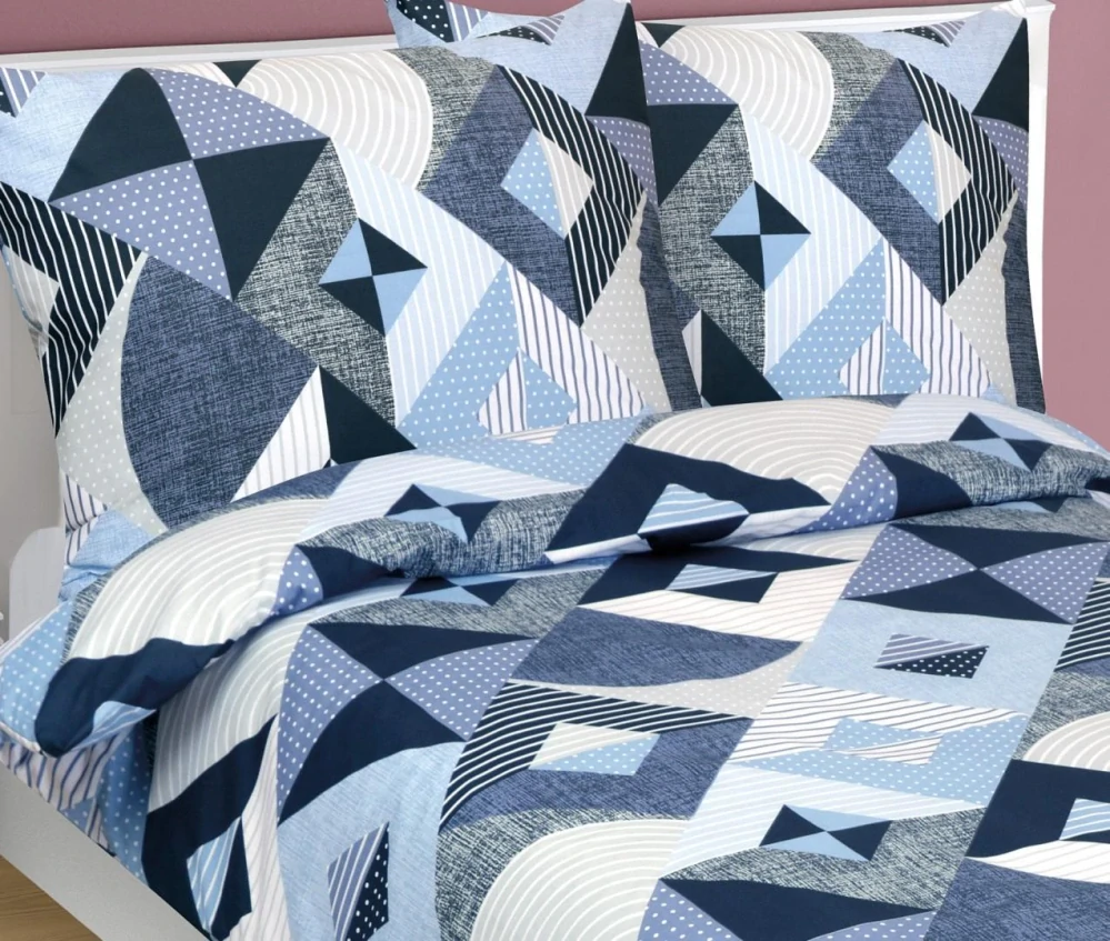 Bavlněné povlečení modrá geometrie 