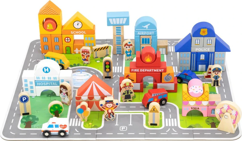  Stavebnice baby město herní set na puzzle podložce