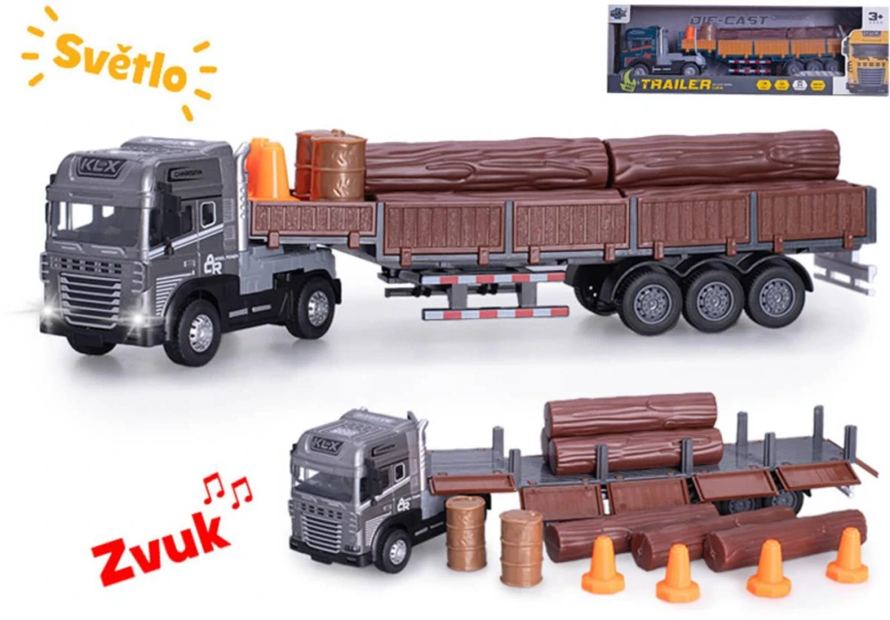 Auto přepravník dřeva set s kládami a doplňky na baterie