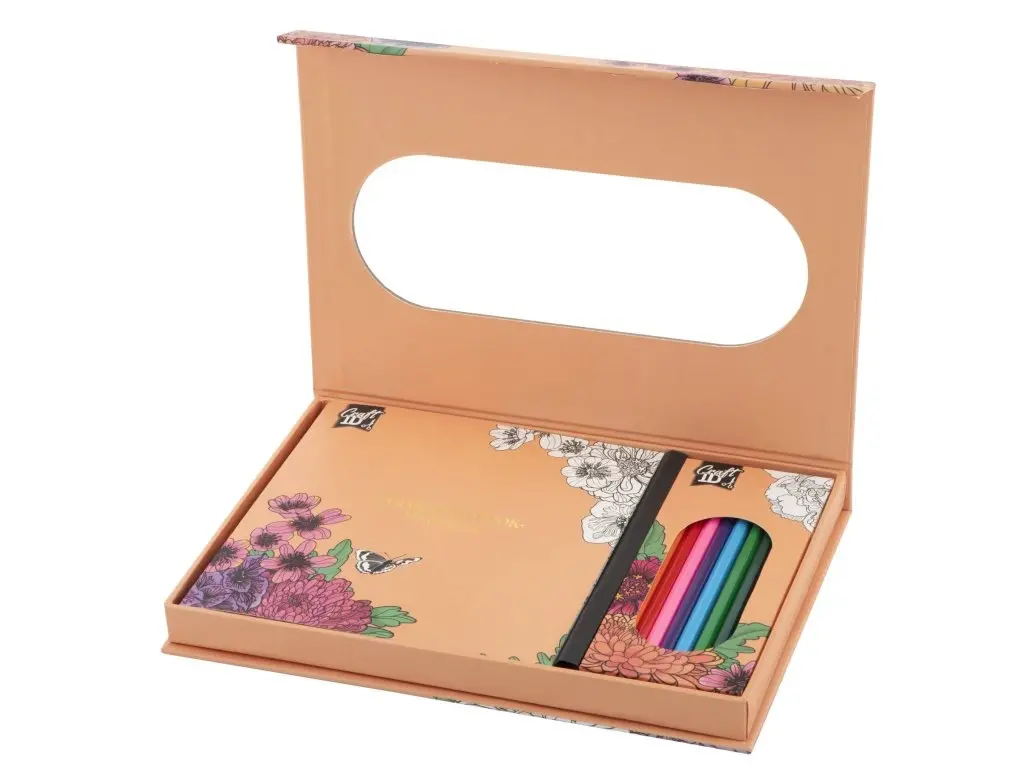 Omalovánková kniha s pastelkami - květinová zahrada