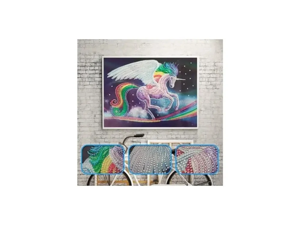 Diamantový obrázek 7D Jednorožec a duha 30x40cm
