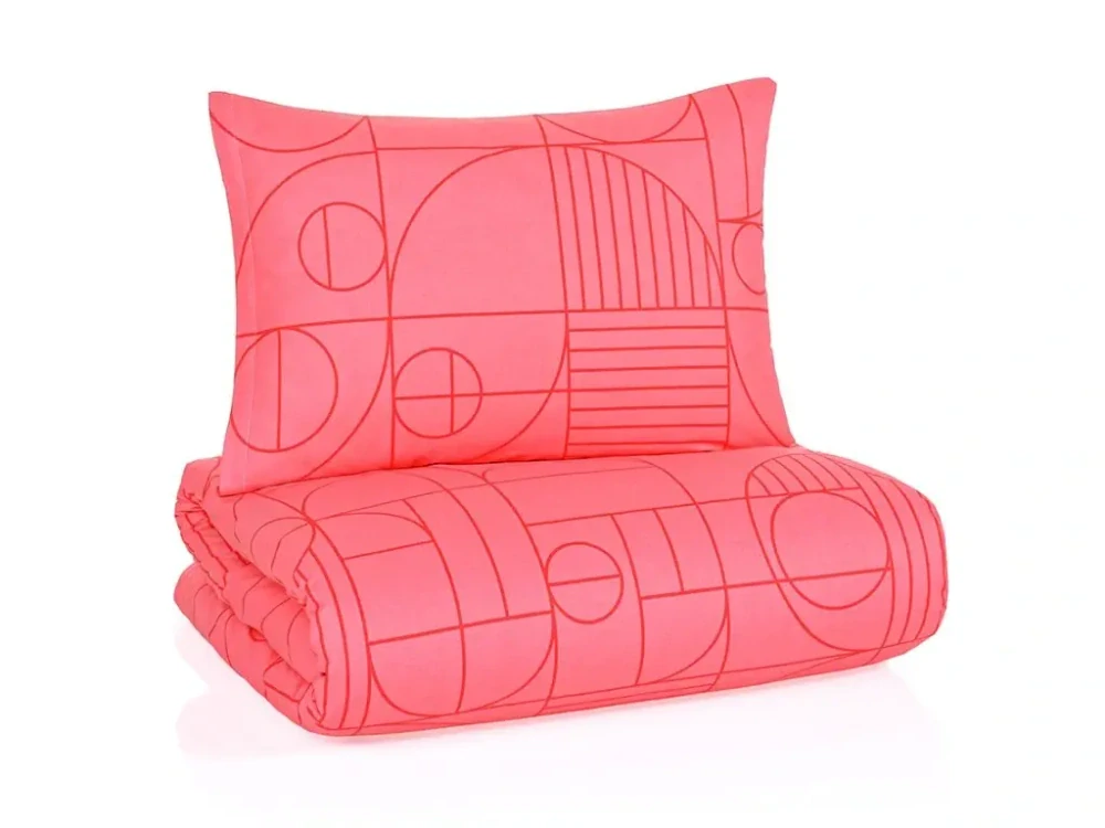 Bavlněné povlečení Geo Sunset Coral prodloužené