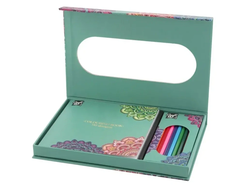 Omalovánková kniha s pastelkami - mandala