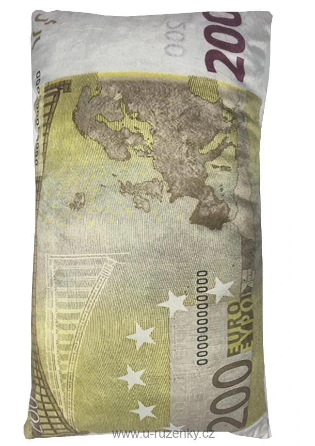 Dekorační polštář bankovka 200 Eur 30x50cm