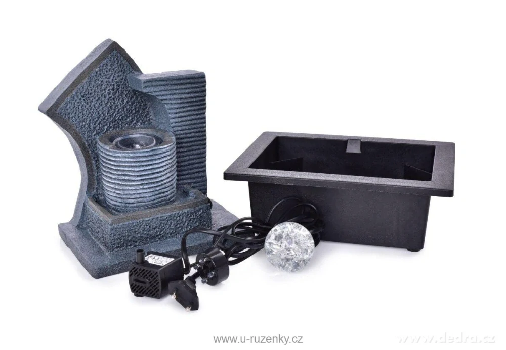 26,5 cm pokojová fontána s rotující zenovou koulí & LED osvětlením