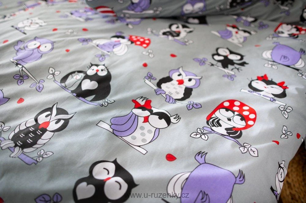 Povlečení bavlna 140x200 + 70x90 + 40x40 - Sovičky