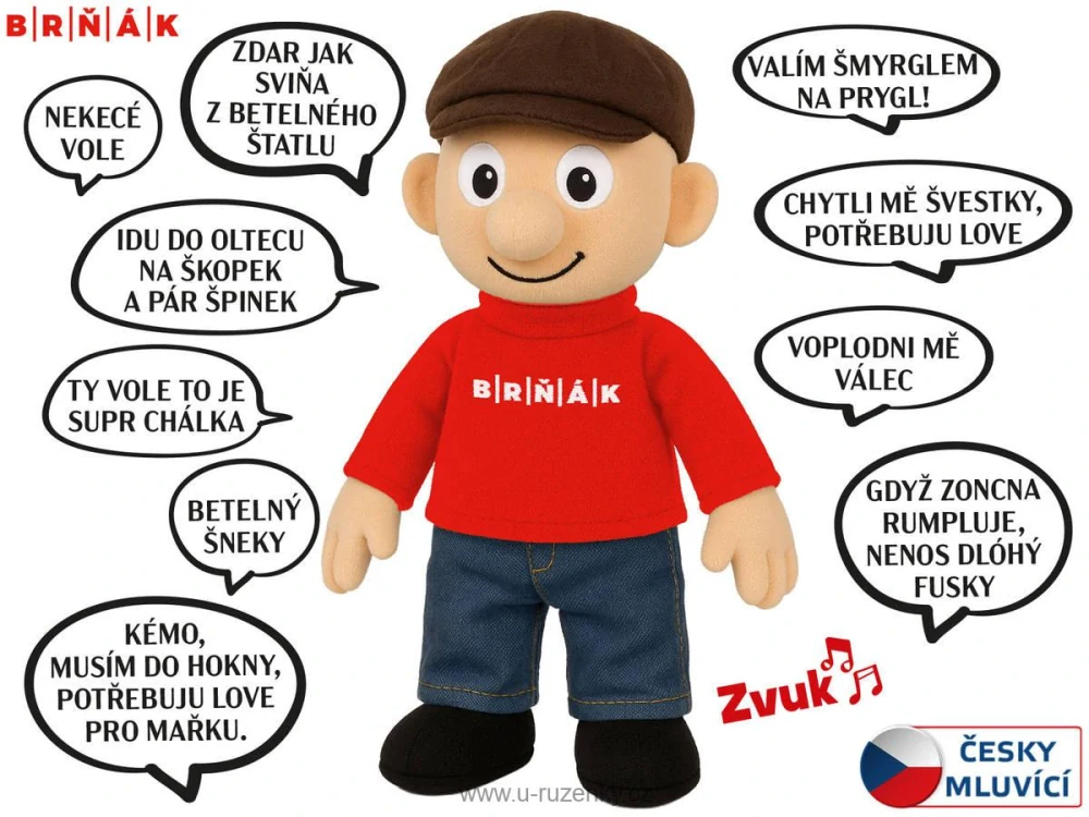 Panáček Brňák 32cm mluvící hantecem 