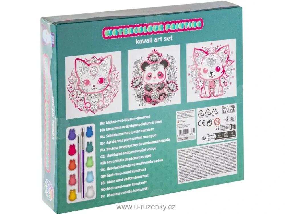 Akvarelové obrázky Kawaii,3ks - zvířata