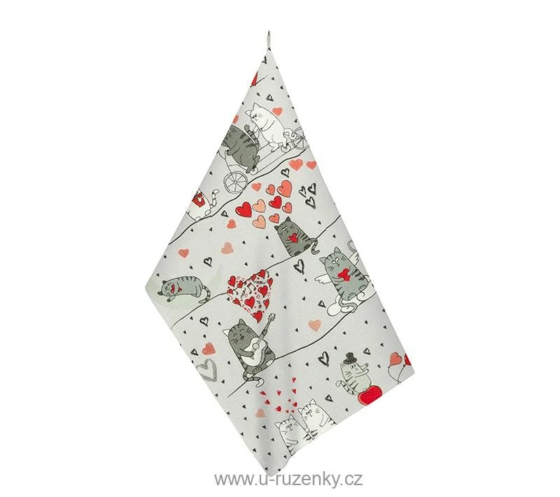 Kuchyňská utěrka 1 ks Šedá,Bílá,Červená 50x70 cm