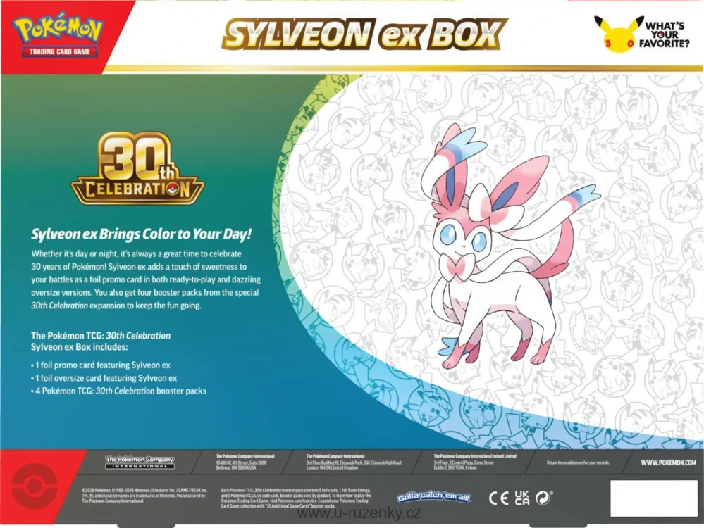 Pokémon TCG: 30th Celebration Sylveon Ex Box set 4x booster s doplňky