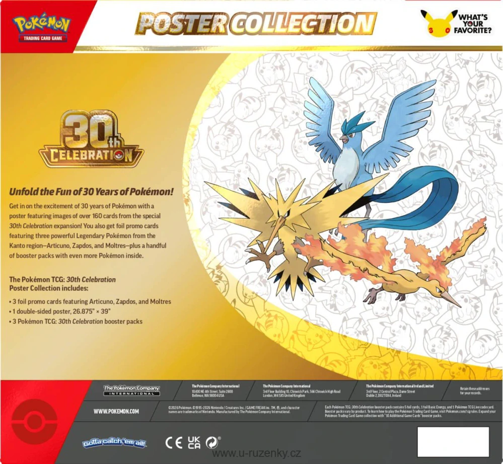 Pokémon TCG: 30th Celebration Postter Collection set 3x booster s plakátem