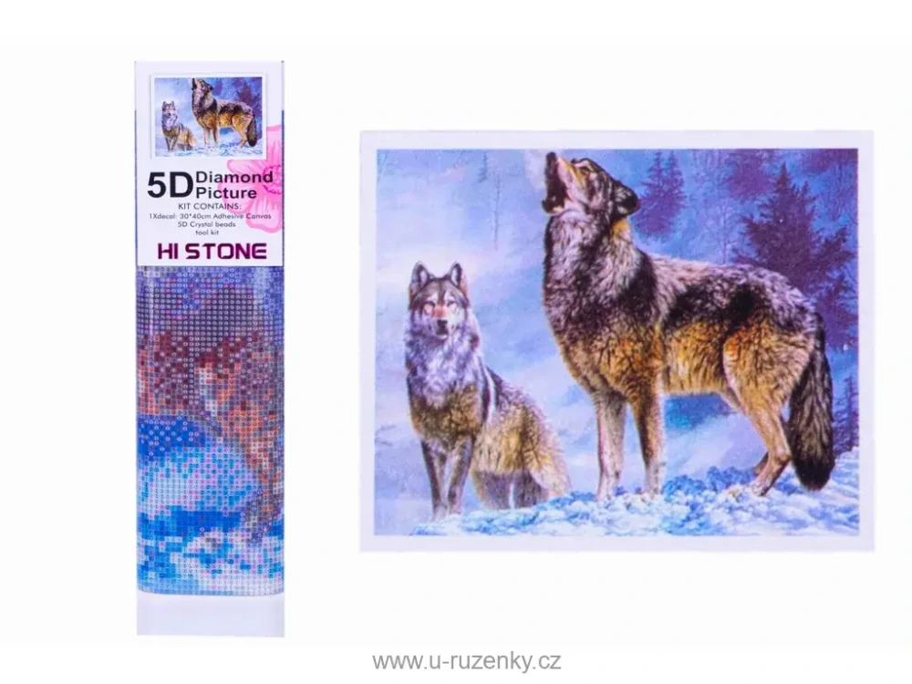 Diamantový obrázek 30x40cm - Vlk s vlčicí