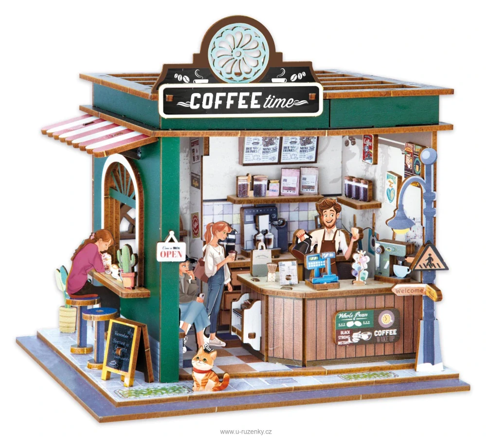 BUKI DIORAMA KAVÁRNA - dřevěná 3D stavebnice s LED osvětlením
