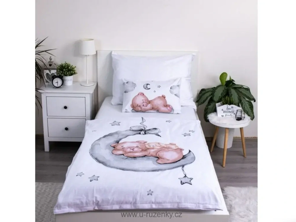 Povlečení do postýlky Medvídek Ribbon baby 100x135, 40x60 cm