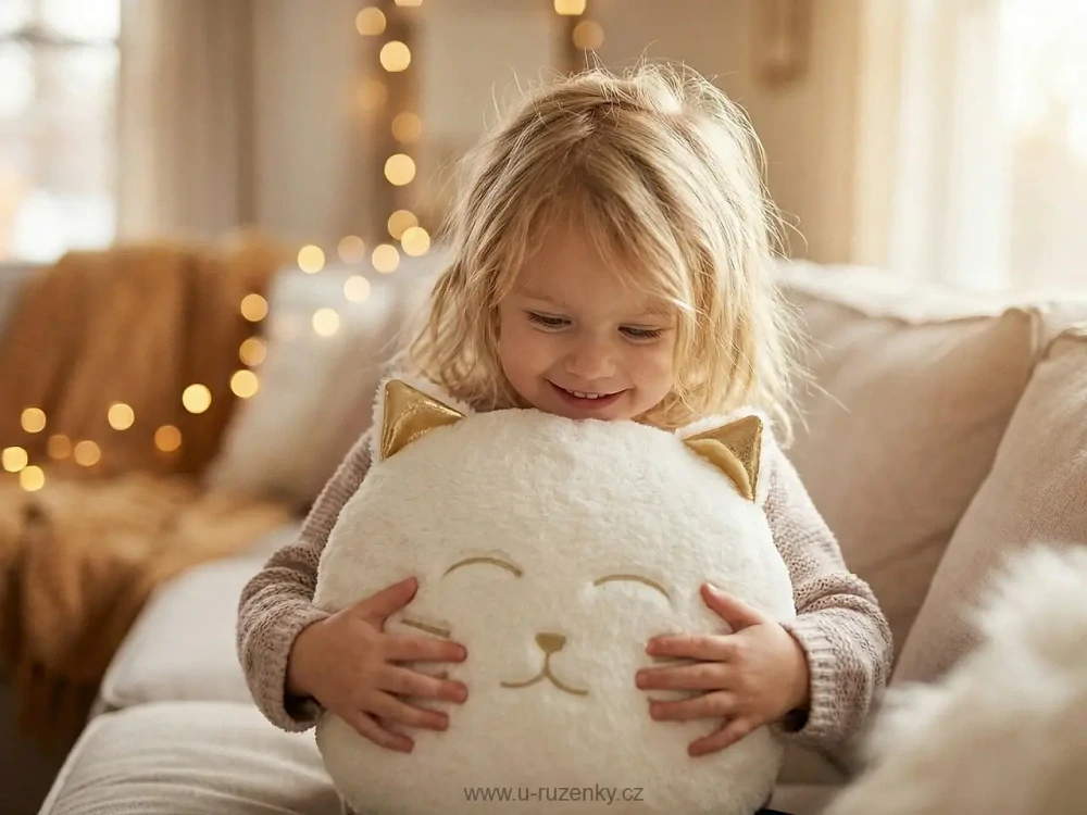 Dekorační polštář plyšový kočka Ø35 cm