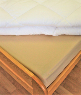 Bavlněné prostěradlo s gumou do výšky matrace 15 cm béžová