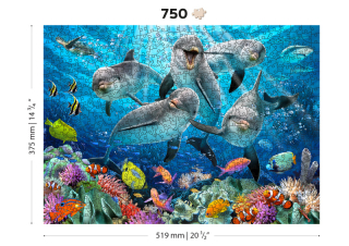 Dřevěné puzzle Šťastní delfíni XL,750 dílků