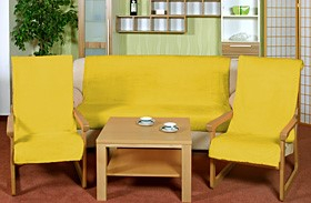 Souprava Korall micro 3+1+1 sytě žlutá 1 x 150x200 cm + 2 x 65x150 cm