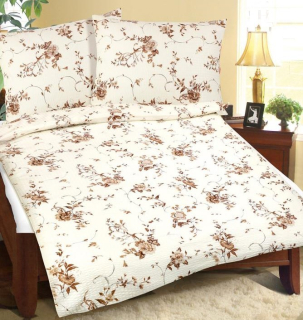 Flanelové povlečení růže - béžová, hnědá
