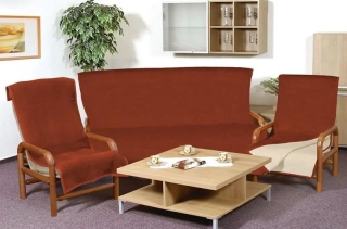 Souprava KIRA PLUS 3+1+1 terra/světle béžová 1 x 150x200 cm + 2 x 65x150 cm