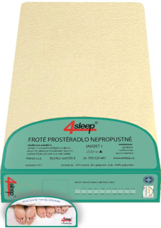 Nepropustné froté prostěradlo s gumičkou 60/120 - Banánová