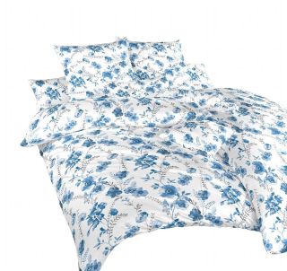Povlečení flanel Kvítí modré na bílém