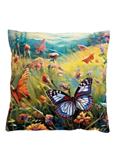 Povlak na polštář 40x40 na zip velur - Motýlí louka