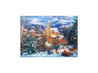 Puzzle 300 dílků- Sáňkování ve městě