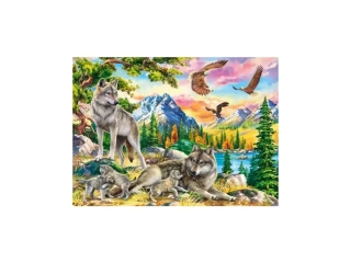 Castorland puzzle 300 dílků - Vlčí rodinka a orli