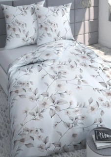Flanelové povlečení - 5009C Květy krémové