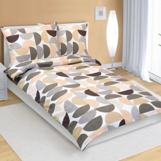 Povlečení flanelové Půlkruh hnědá, losos 