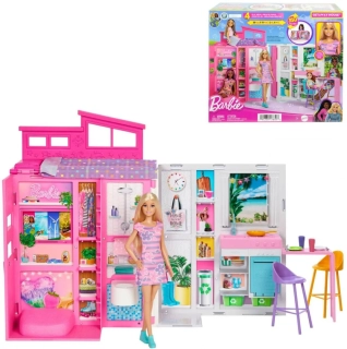Herní set domek s příslušenstvím + panenka Barbie