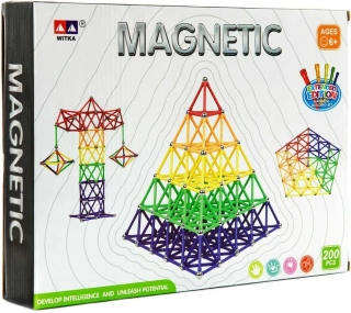 Stavebnice magnetická 200 dílků skládačka plast/kov 