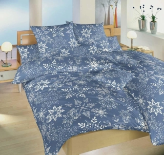 Povlečení krep Snowflakes šedomodré