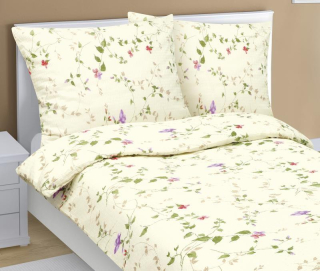 Povlečení krepové fialky na smetanové prodloužené