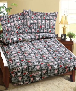 Povlečení krepové červené srdce prodloužené